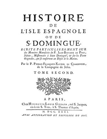 DOMINICA: Histoire de L'Isle Espagnole ou de S Domingue