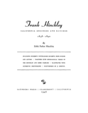 HINCKLEY: Frank Hinckley, California Engineer and Rancher 1838-1890. 1946.  (Softcover)