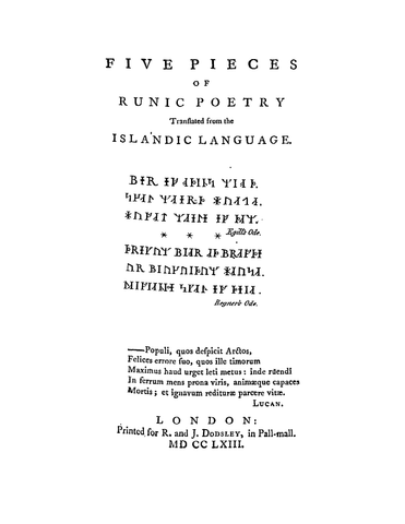 Icelandic Rune Poems ICE: Five Pieces of Runic Poetry Translated from the Icelandic Languag ...