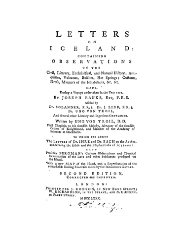 ICE: Letters on Iceland Containing Observations on the Civil, Literary, Ecclesiastical, and Natural History