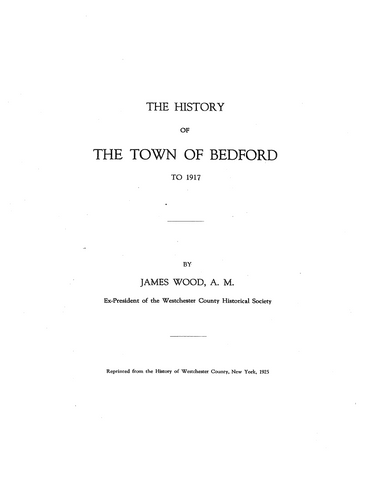 BEDFORD MA: The History of the Town of Bedford to 1917