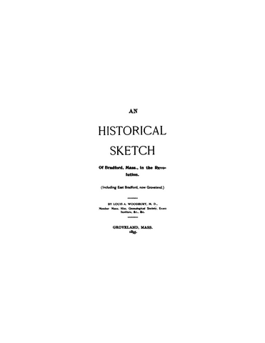 BRADFORD, MA: An Historical Sketch of Bradford, Mass in the Revolution (Softcover)