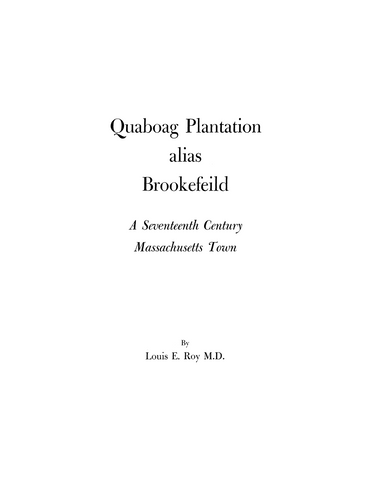 Brookfield, MA: Quaboag Plantation Alias Brookefield, A Seventeenth Century Massachusetts Town (Hardcover)