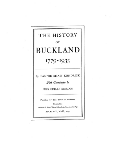 Buckland, MA: The History of Buckland 1779-1935 (Hardcover)