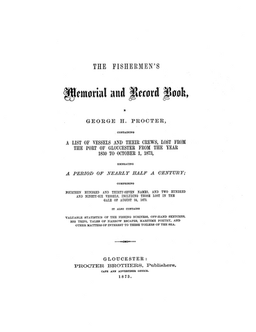 Gloucester, MA: The Fishermen's Memorial and Record Book (Softcover)