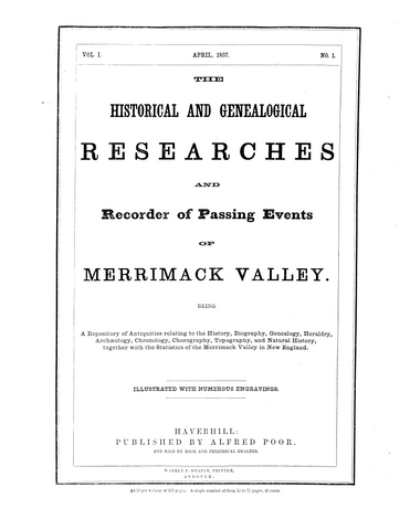 Merrimack, MA: Historical and Genealogical Researches and Recorder of Passing Events of Merrimack Valley