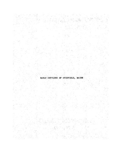 OTISFIELD, ME: Early Settlers of Otisfield, Maine 1929 (Softcover)