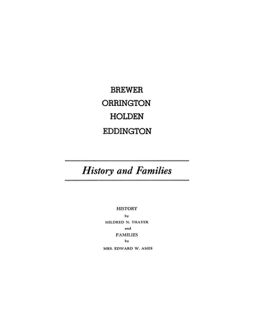 BREWER, NH: Brewer, Orrington, Holden, Eddington, History and Families