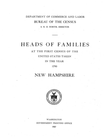 New Hampshire Census, NH: Heads of Families at the First Census of the United States Taken in the Year 1790 (Softcover)