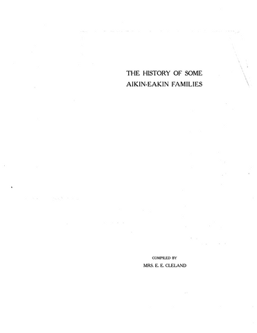 The History of some Aiken-Eakin Families