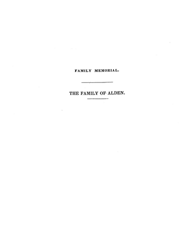 ALDEN: Family Memorial, The Family of Alden