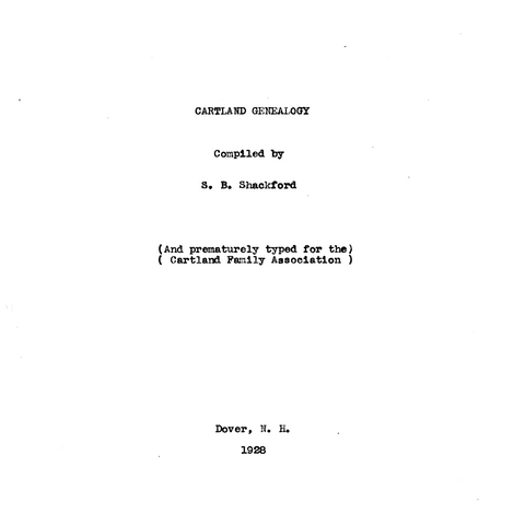 Cartland Genealogy 1928