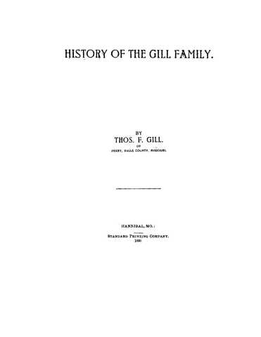 GILL: History of the Gill Family (Softcover) 1893