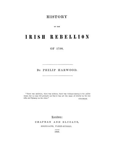 IRELAND: History of the Irish Rebellion of 1798