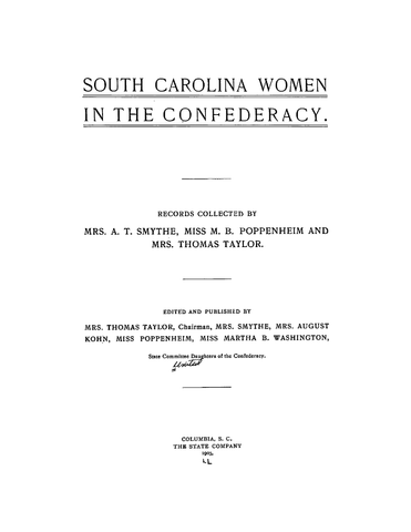 SC: South Carolina Women in the Confederacy