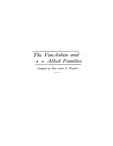 Van Aaken and Allied Families (Softcover)