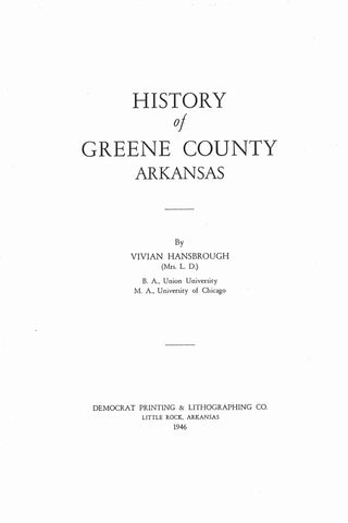 GREENE, AR:  HISTORY OF GREENE COUNTY
