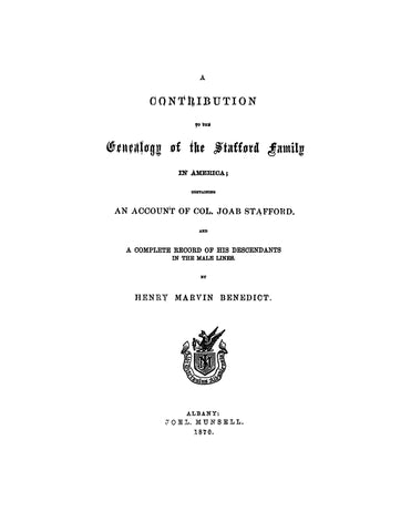 STAFFORD: A Contribution to the Genealogy of the Stafford Family in America