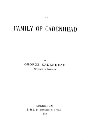 CADENHEAD: Family of Cadenhead 1887