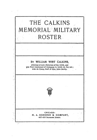 Calkins Memorial Military Roster 1903