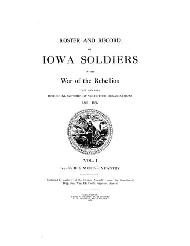 ROSTER AND RECORD OF IOWA SOLDIERS IN THE WAR OF THE REBELLION, TOGETHER WITH HISTORICAL SKETCHES OF VOLUNTEER ORGANIZATIONS, 1861-1866 (Hardcover)