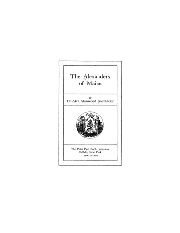 ALEXANDER:  The Alexanders of Maine