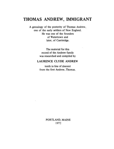 ANDREW: Thomas Andrew, Immigrant