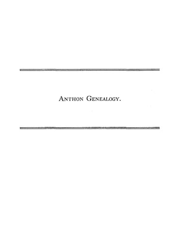 Anthon Genealogy