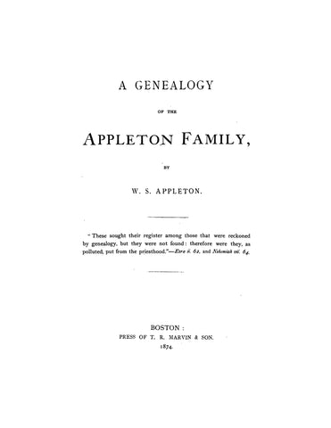 APPLETON Family Genealogy