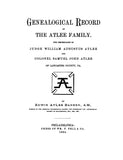 ATLEE: Genealogical Record of the Atlee Family