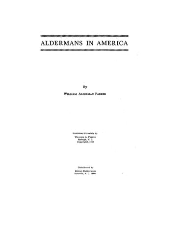 ALDERMAN:  ALDERMANS IN AMERICA