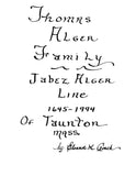 ALGER:  The Thomas Alger Family, Jabez Alger Line, 1645-1994, of Taunton, MA