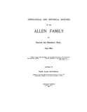 ALLEN: Genealogy & History of the Allen family of Dedham & Medfield, MA, 1637-1898