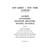 ALLISON: NJ - NY Familes: Allison, Davenport, Shawger (Shauger), Wendel (Wandle)