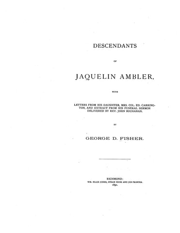 AMBLER: Descendants of Jaquelin Ambler (Softcover)