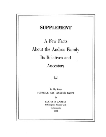 ANDRUS: Supplement to "A Few Facts About the Andrus Family"