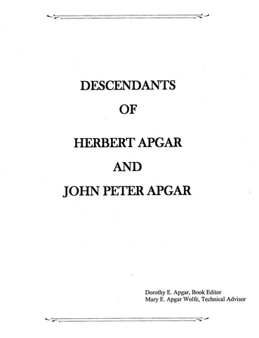 APGAR: Descendants of Herbert Apgar & John Peter Apgar