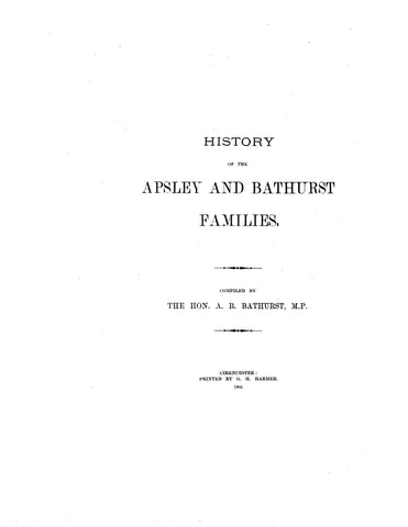 Apsley and Bathurst Families