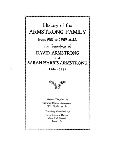 ARMSTRONG: History of the Armstrong family, 980-1939