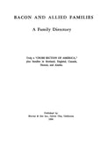 Bacon & Allied families: A Family Directory