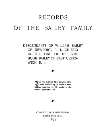 BAILEY: Record of the Bailey Family