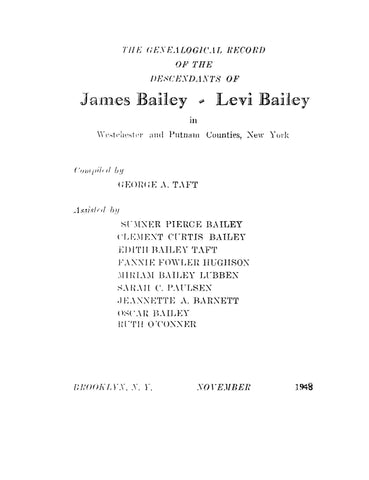 BAILEY: Genealogical Record of the Descendants of James Bailey