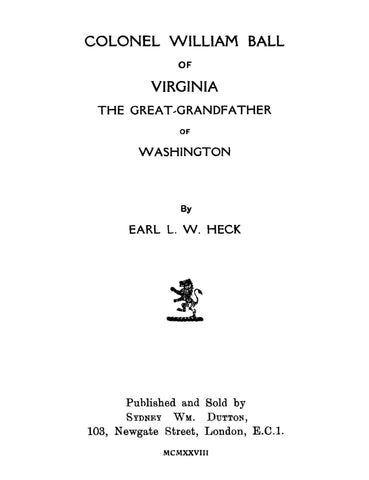 BALL: Colonel William Ball of Virginia