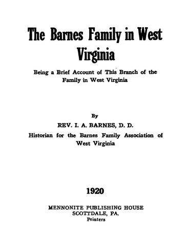 BARNES Family in West Virginia