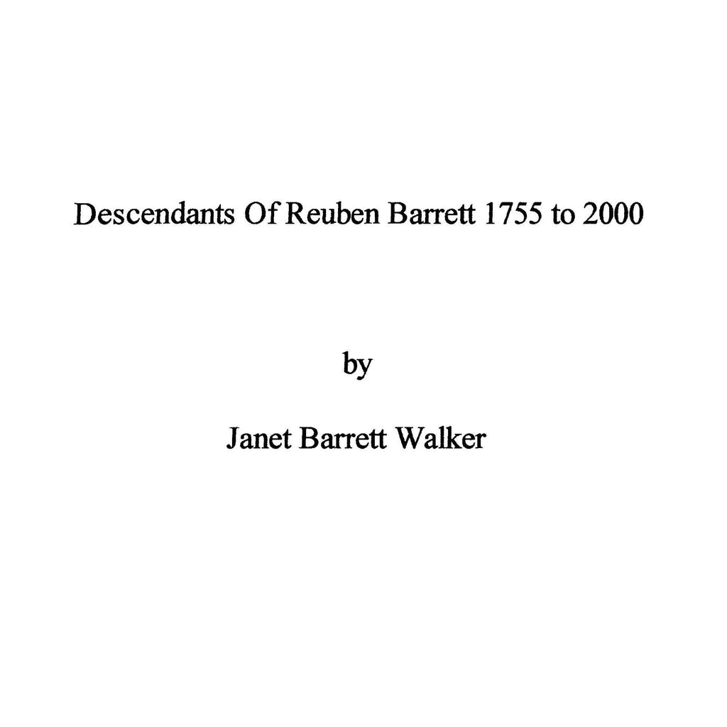 BARRETT: Descendants of Reuben Barrett 1755-2000 – Higginson Book ...