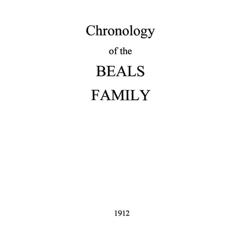 BEALS: Chronology of the Beals Family of North Carolina