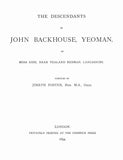 BACKHOUSE: Descendants of John Backhouse, Yeoman