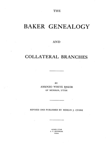 Baker Genealogy & Collateral Branches