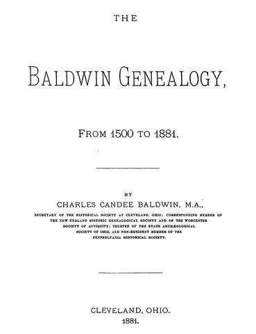Baldwin Genealogy, 1500-1881