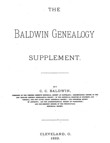 BALDWIN Genealogy Supplement